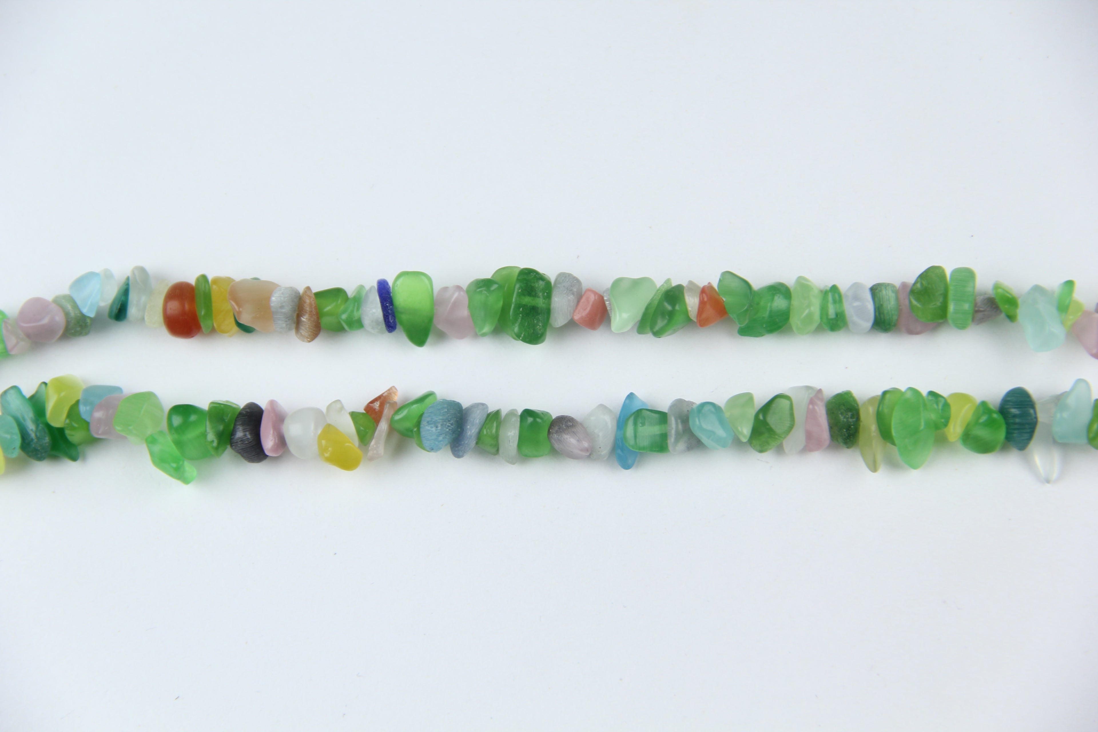 Irregular rainbow artificial cat eye stone long chain