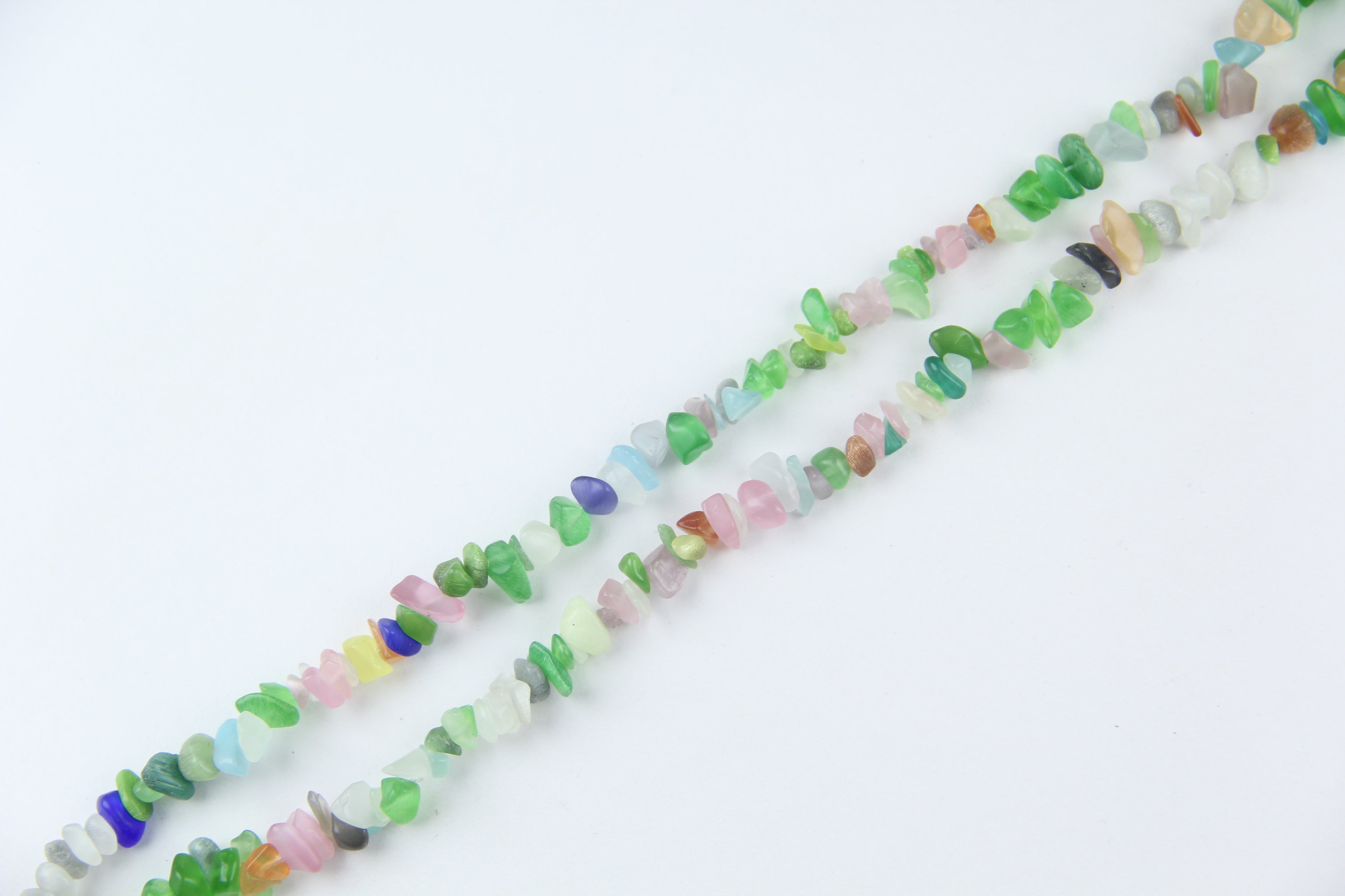 Irregular rainbow artificial cat eye stone long chain