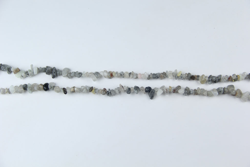 Irregular black hair crystal gravel long chain