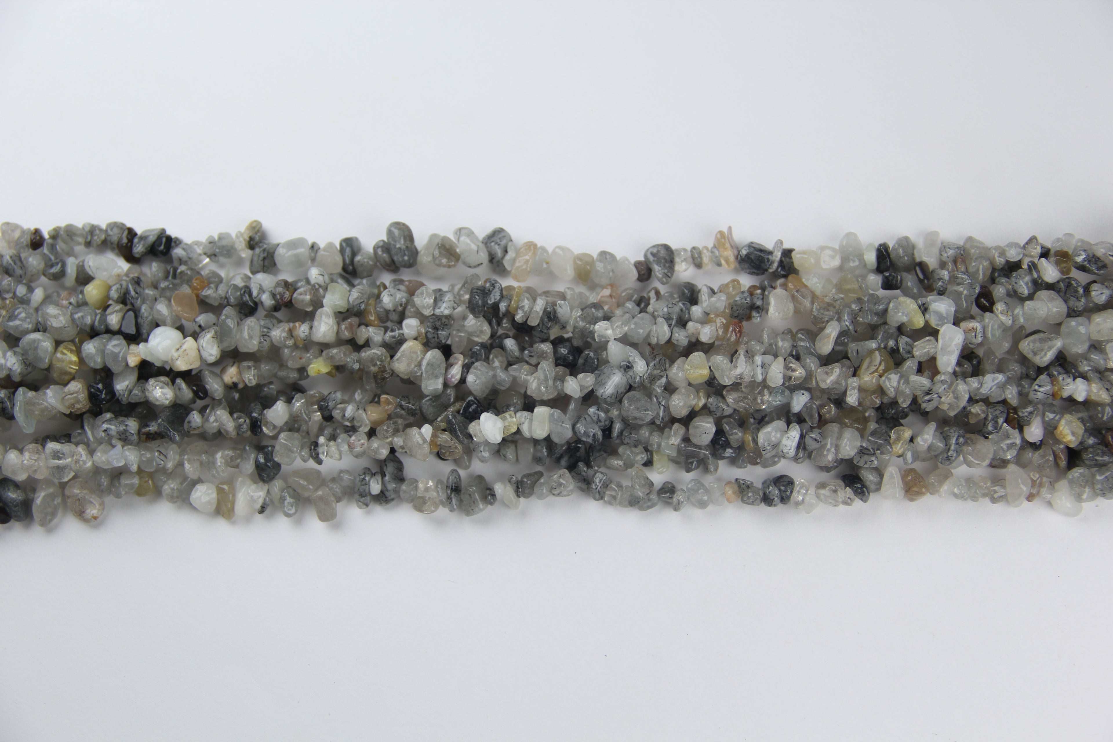 Irregular black hair crystal gravel long chain