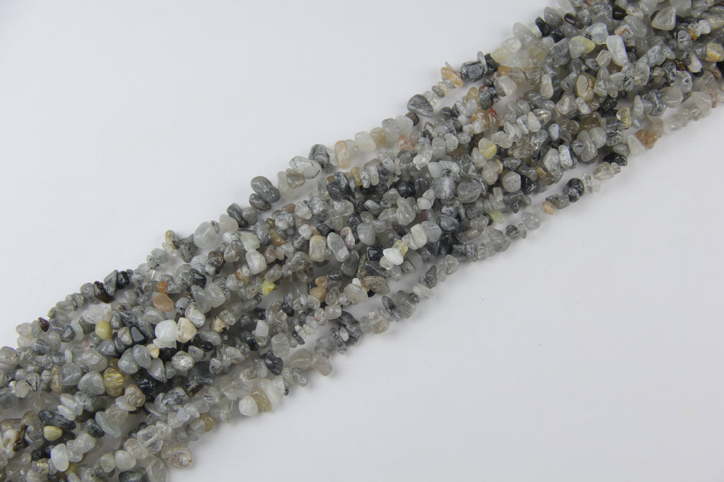 Irregular black hair crystal gravel long chain