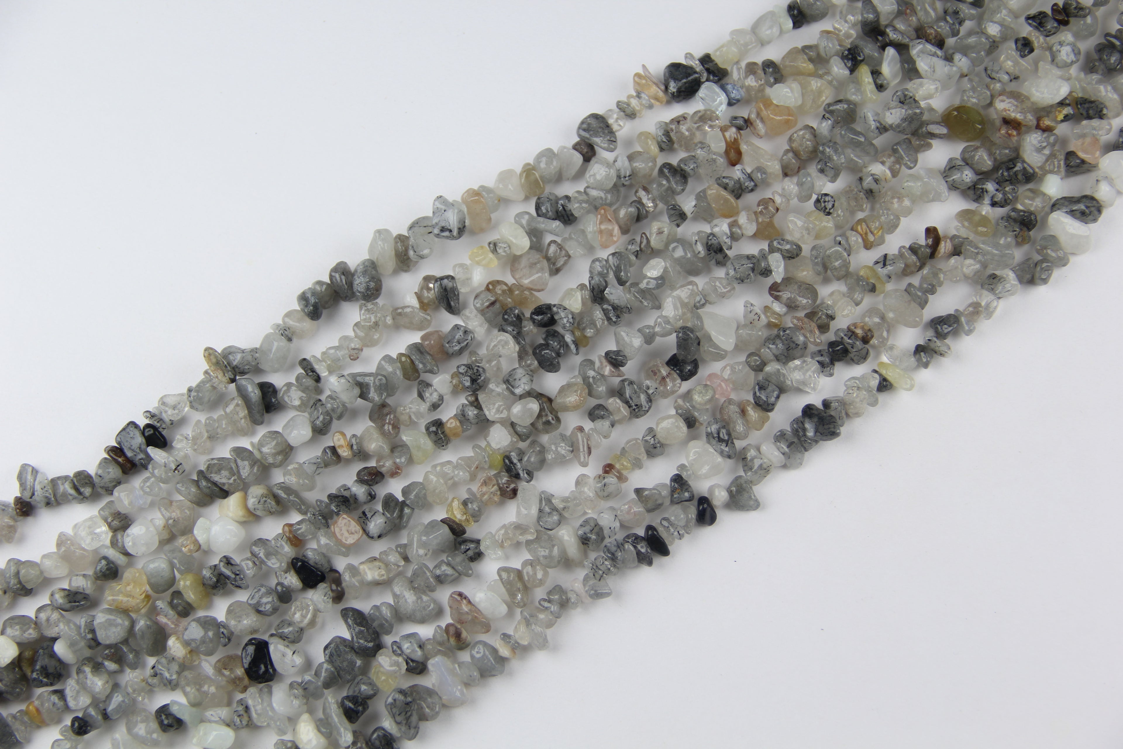 Irregular black hair crystal gravel long chain