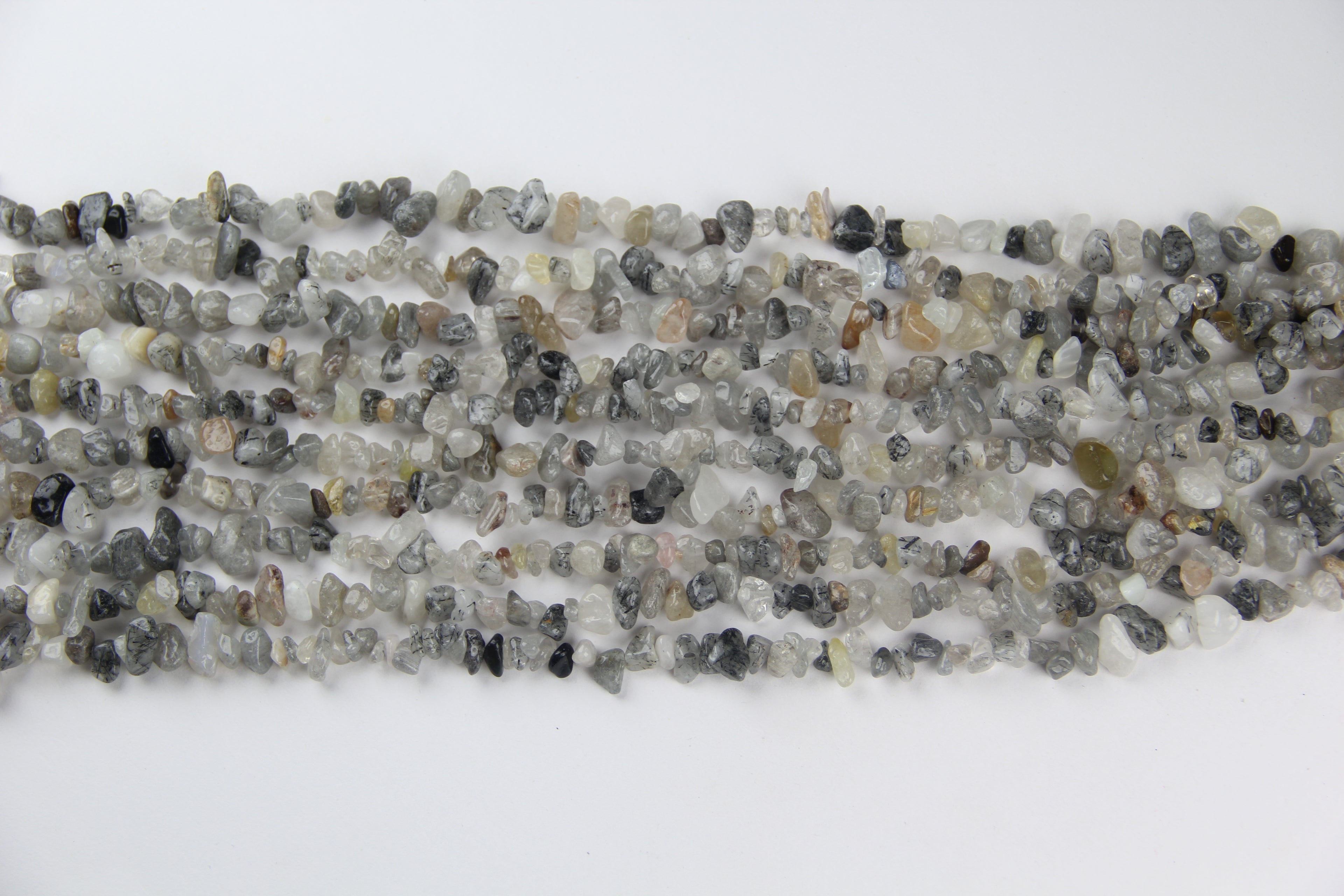 Irregular black hair crystal gravel long chain