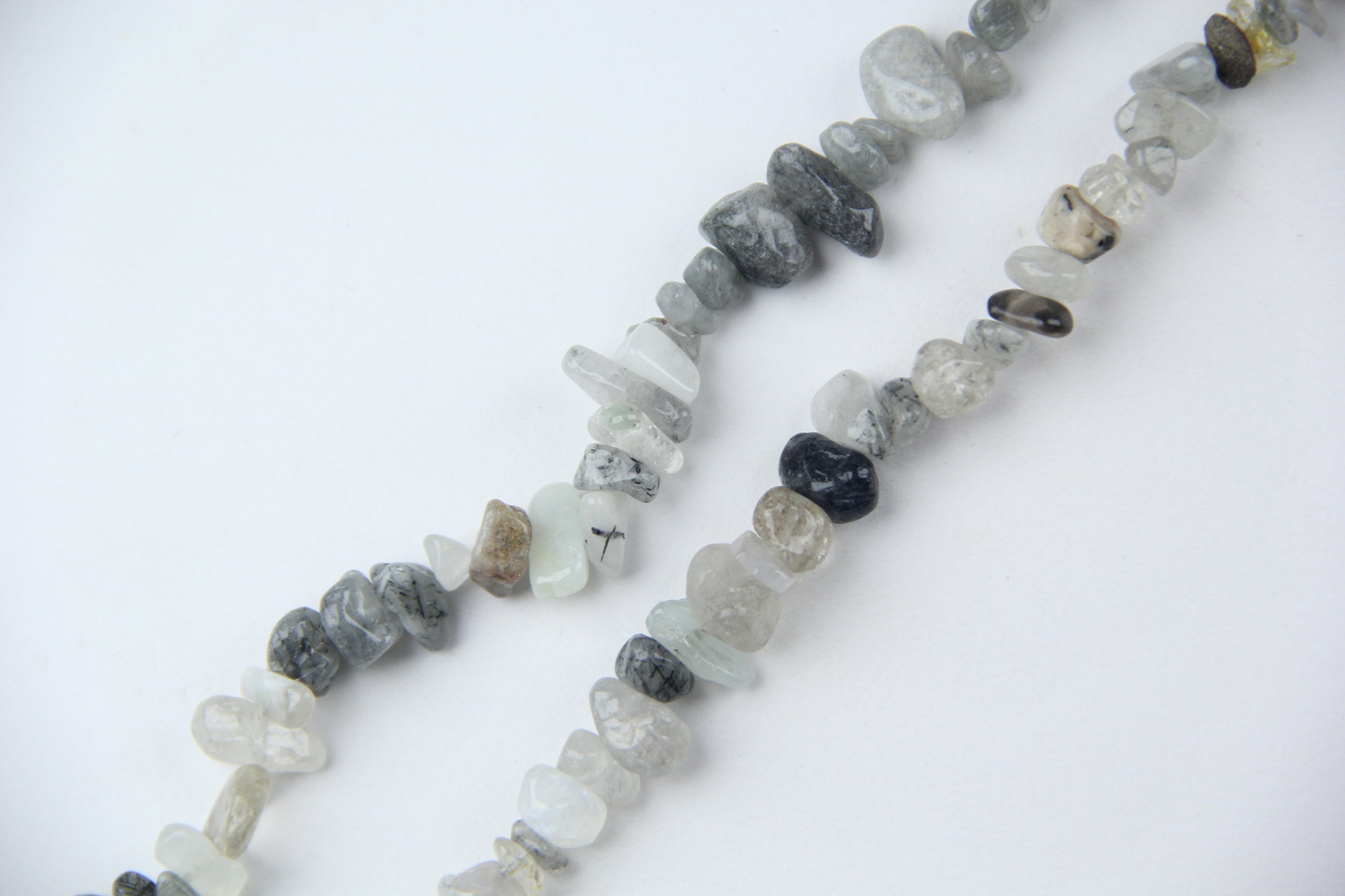 Irregular black hair crystal gravel long chain