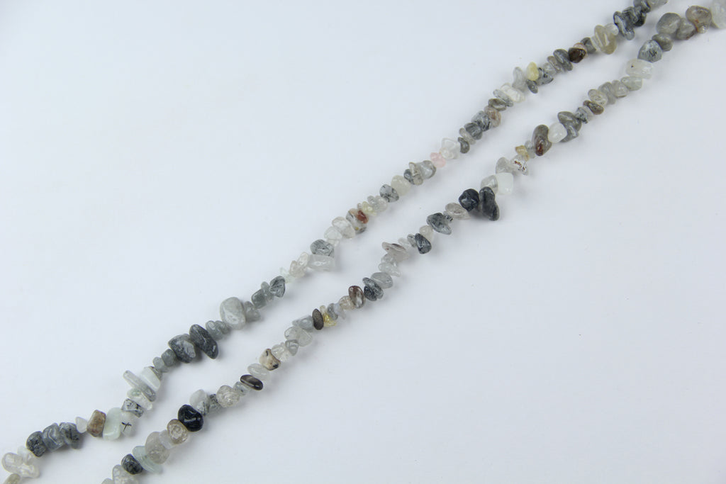 Irregular black hair crystal gravel long chain