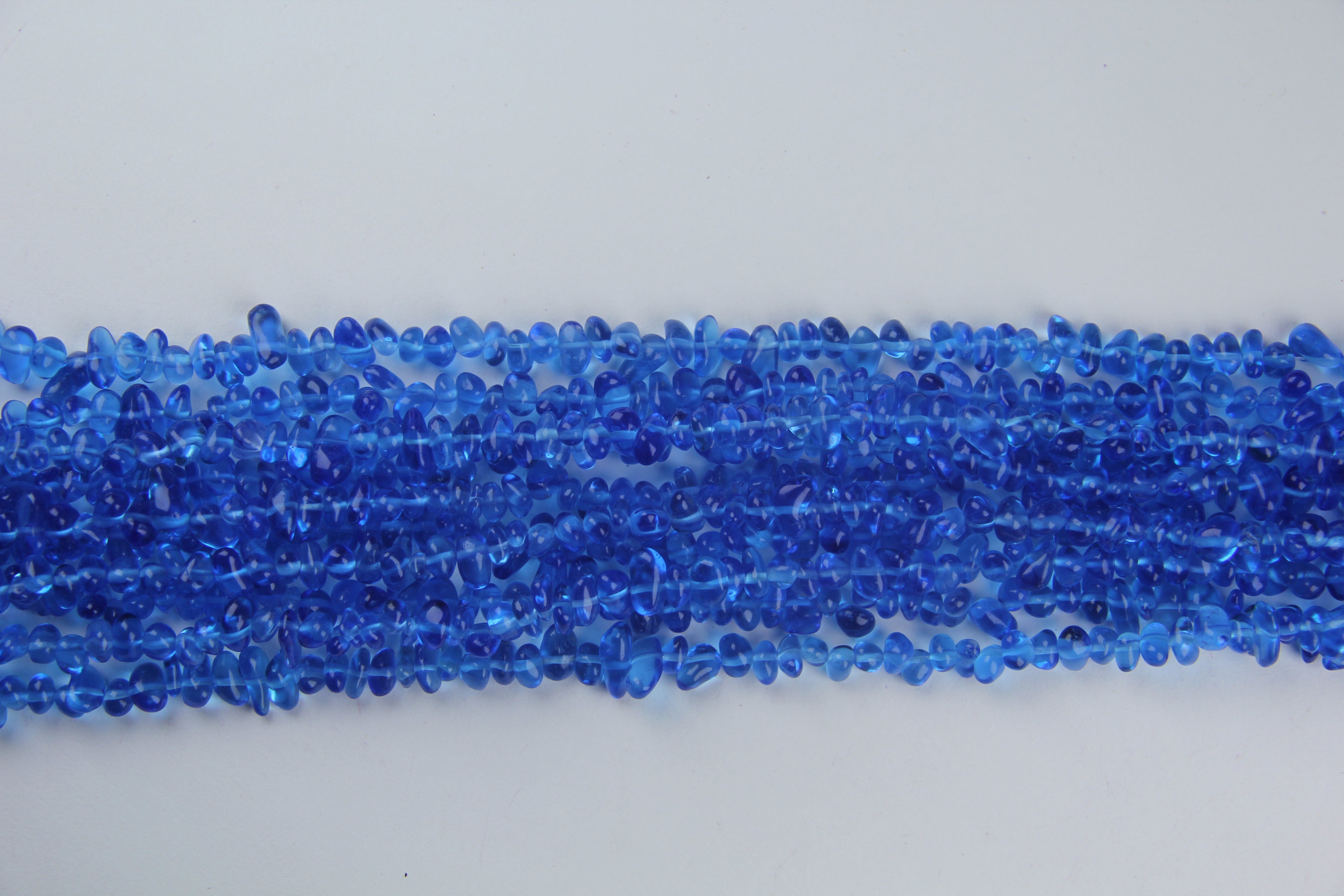 Irregular blue glass long chain
