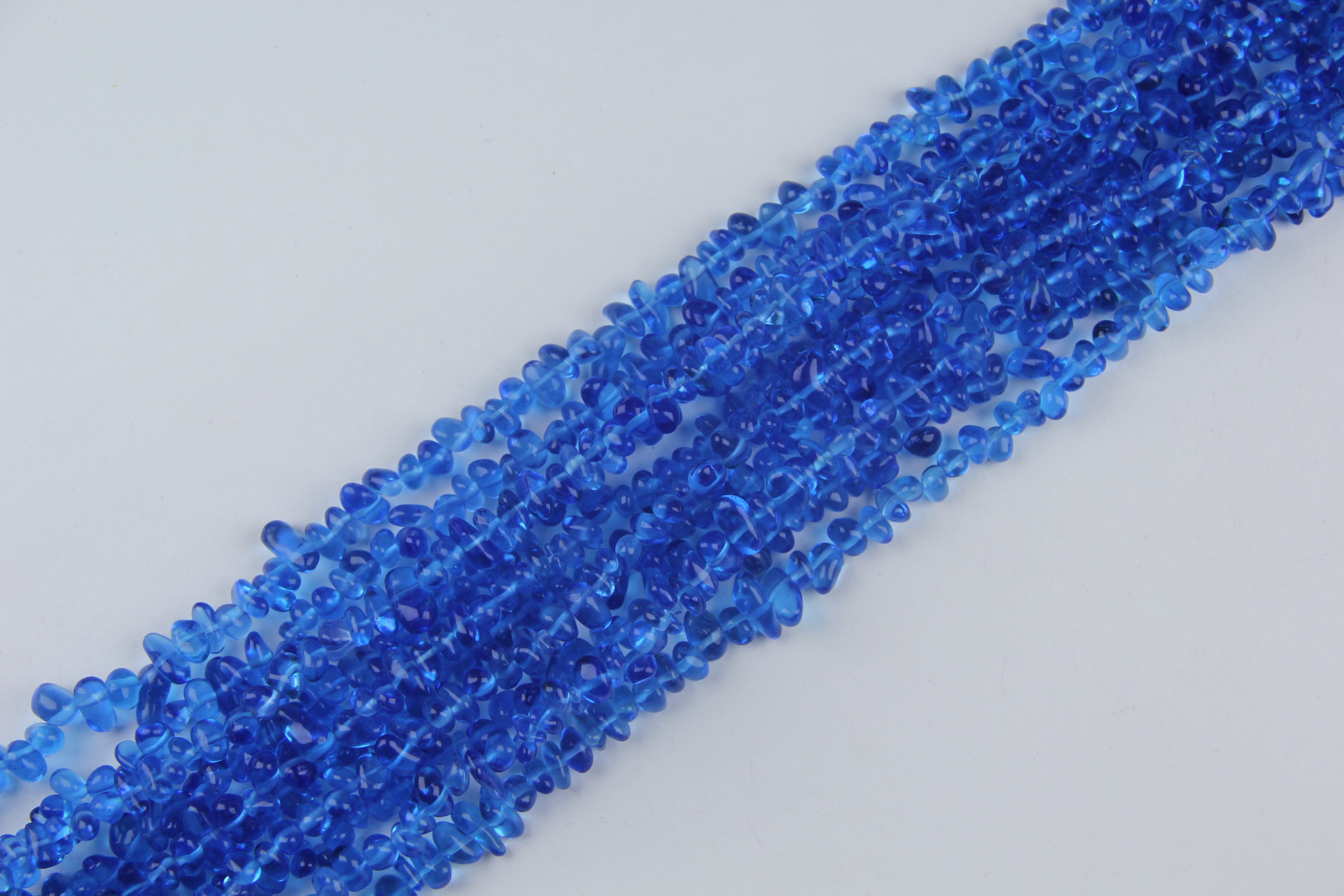 Irregular blue glass long chain