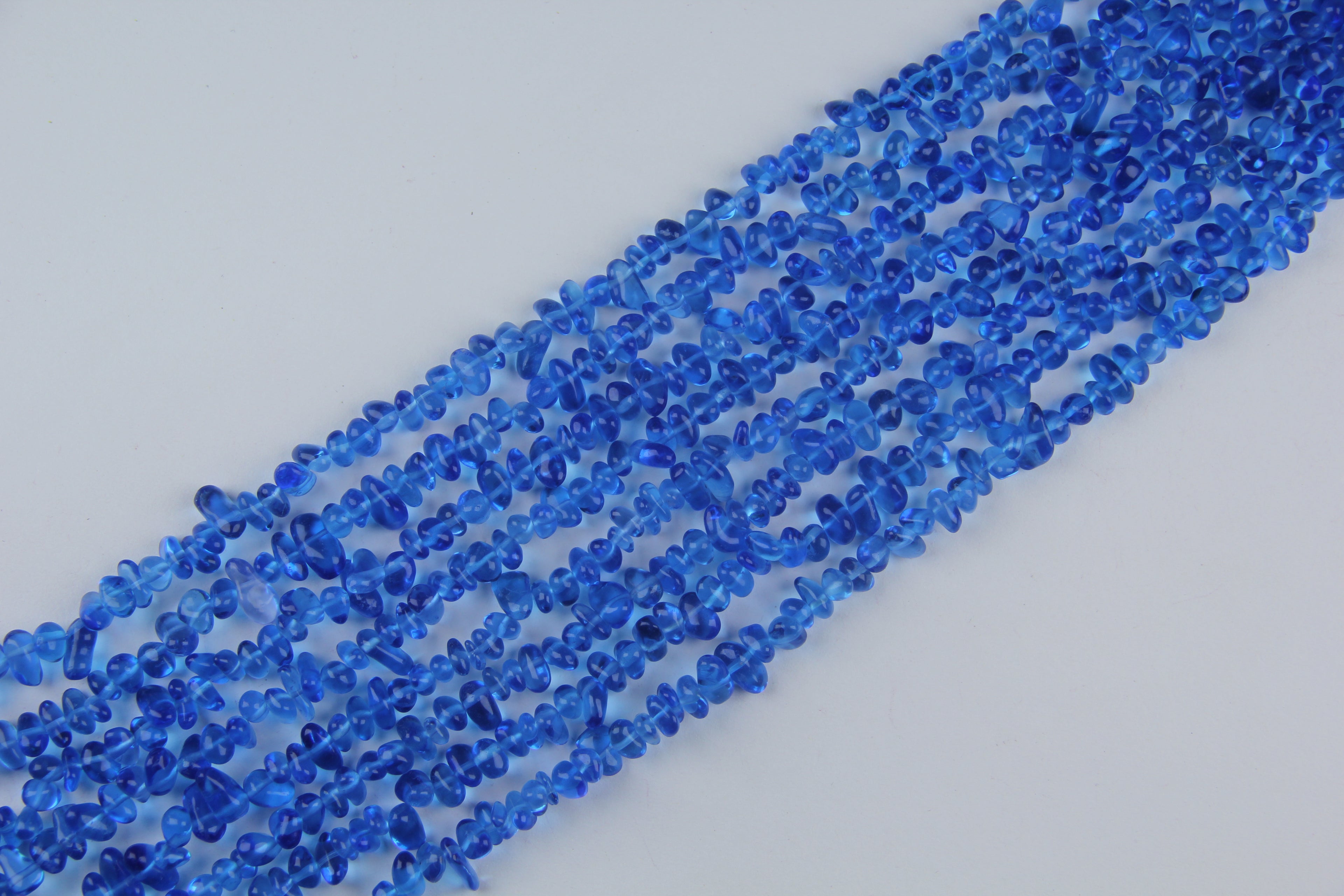 Irregular blue glass long chain