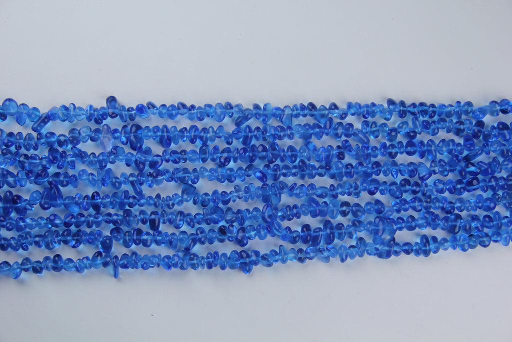 Irregular blue glass long chain