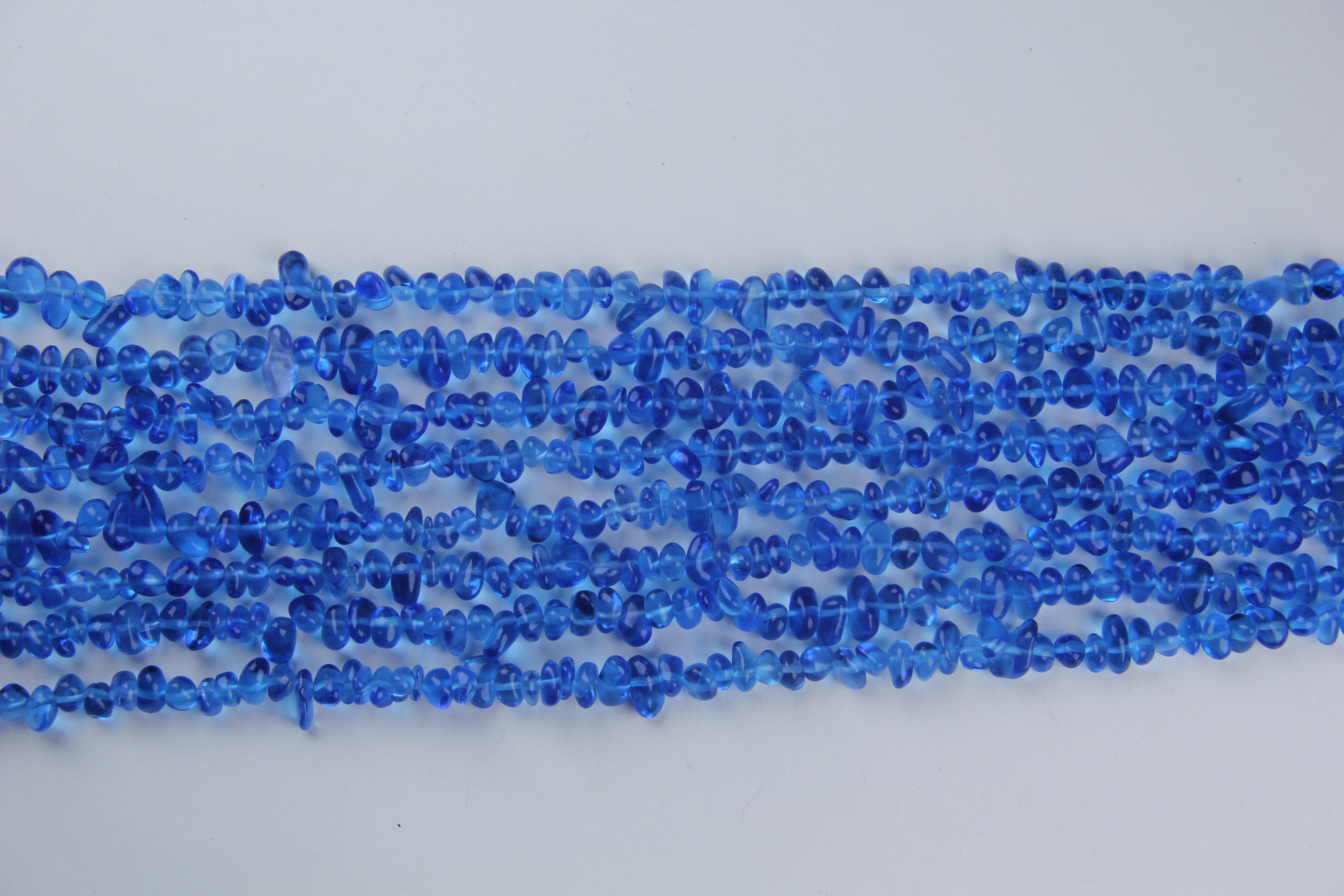 Irregular blue glass long chain