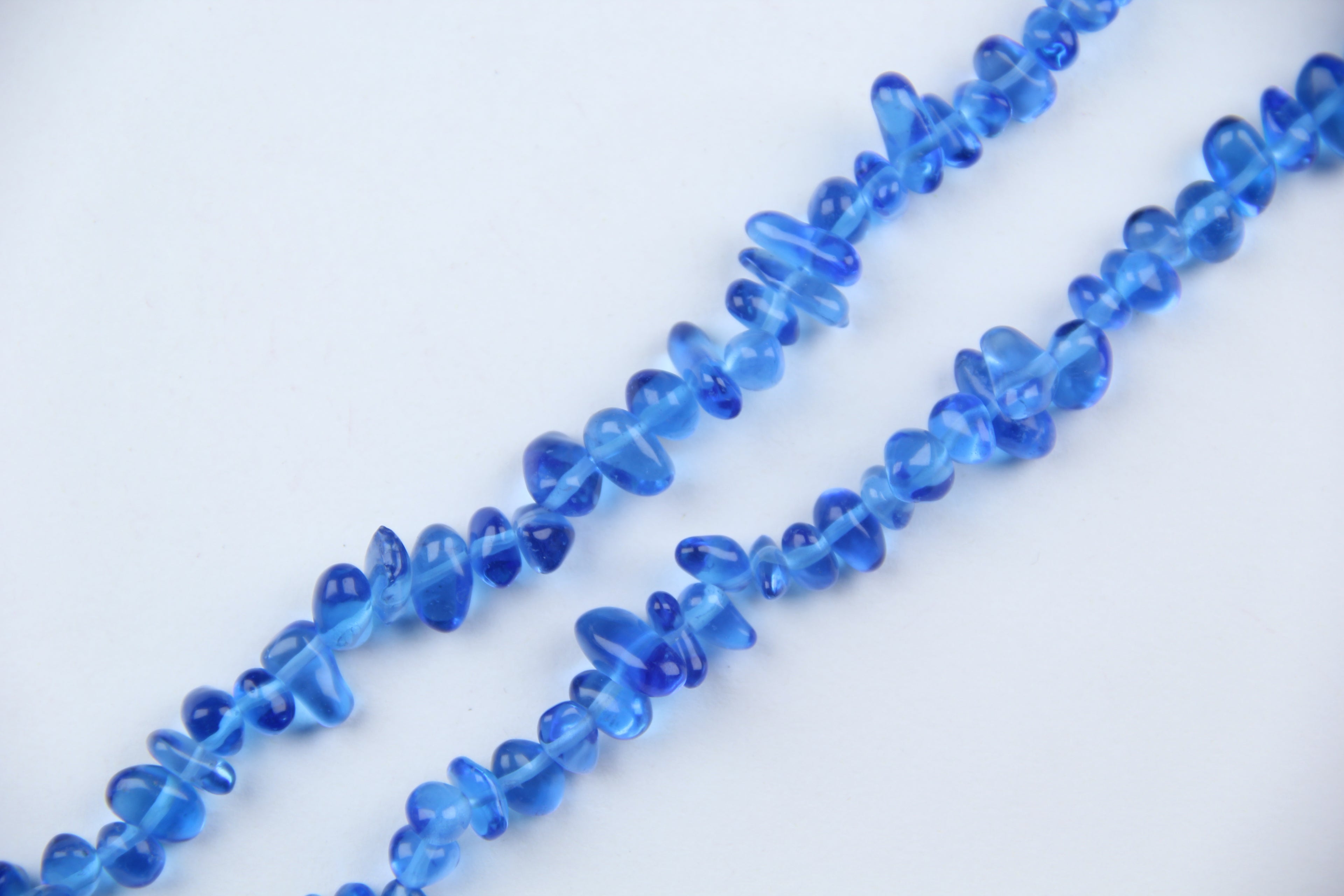 Irregular blue glass long chain