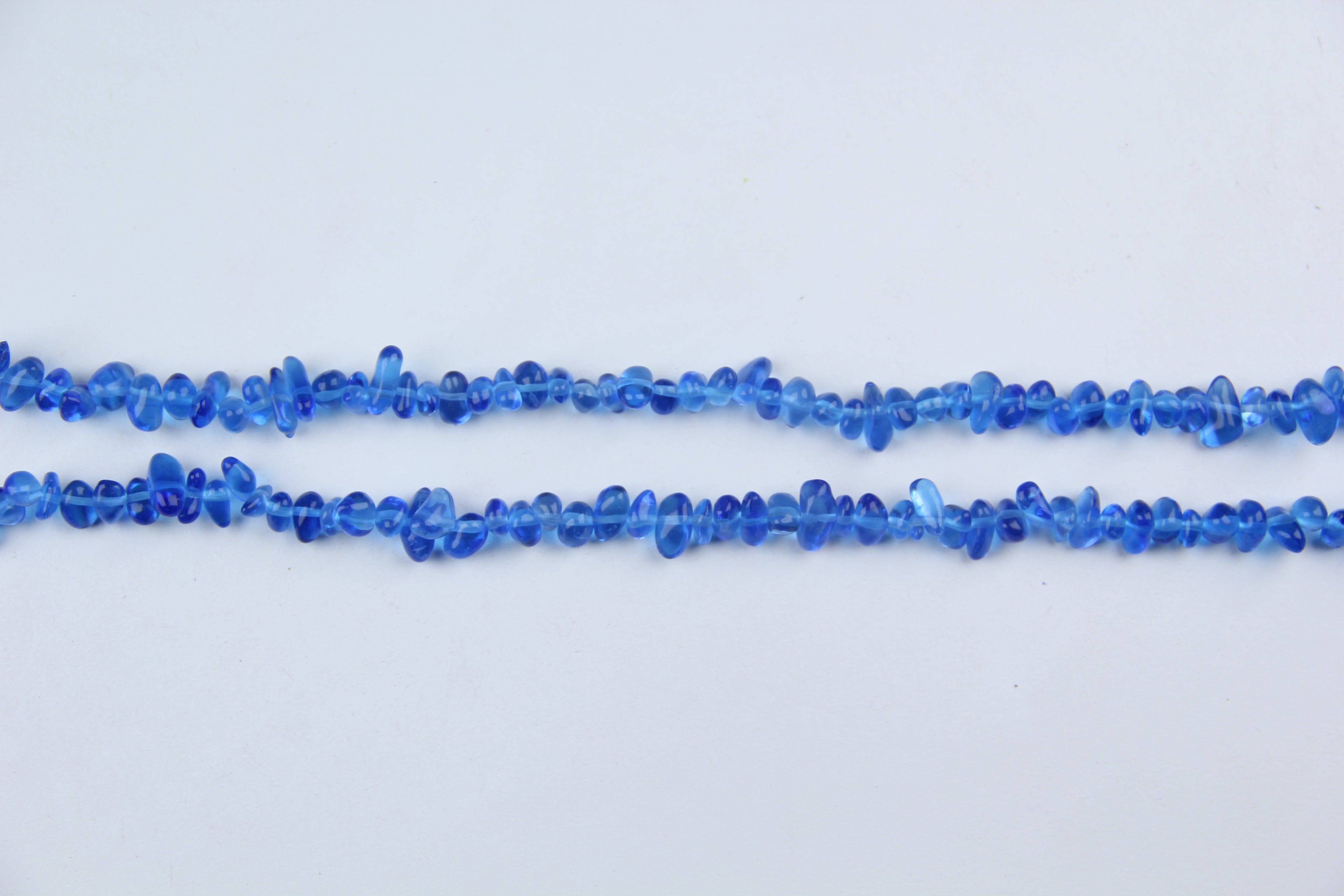 Irregular blue glass long chain