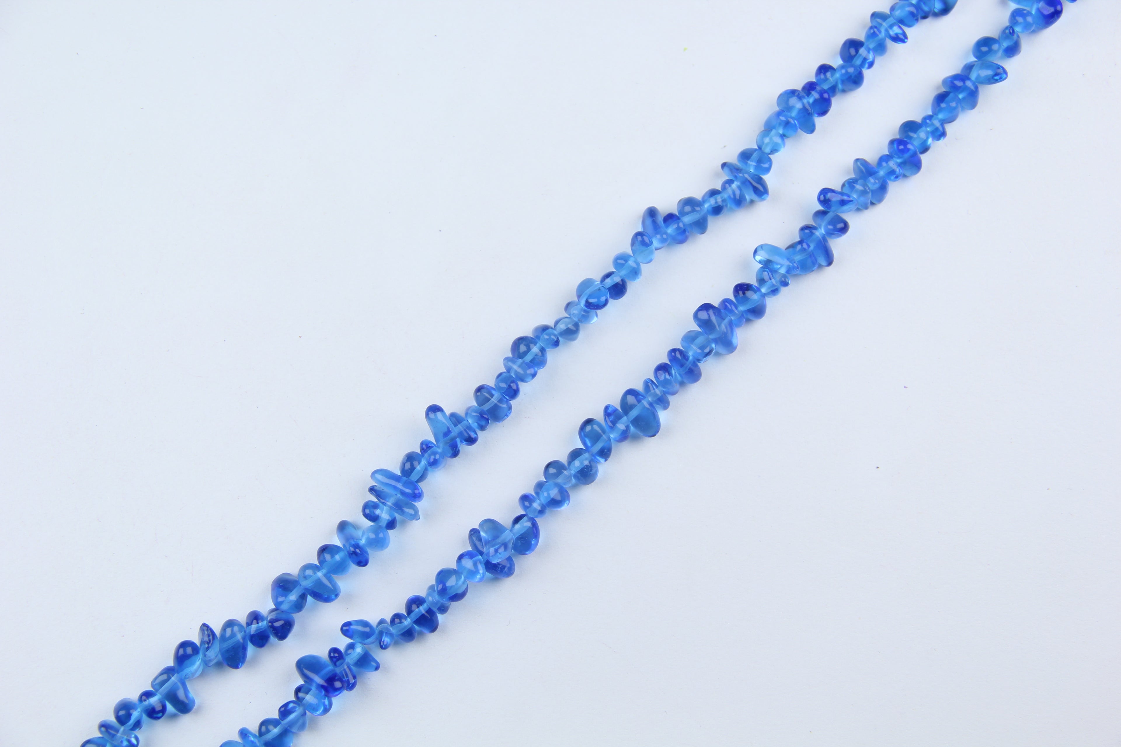 Irregular blue glass long chain