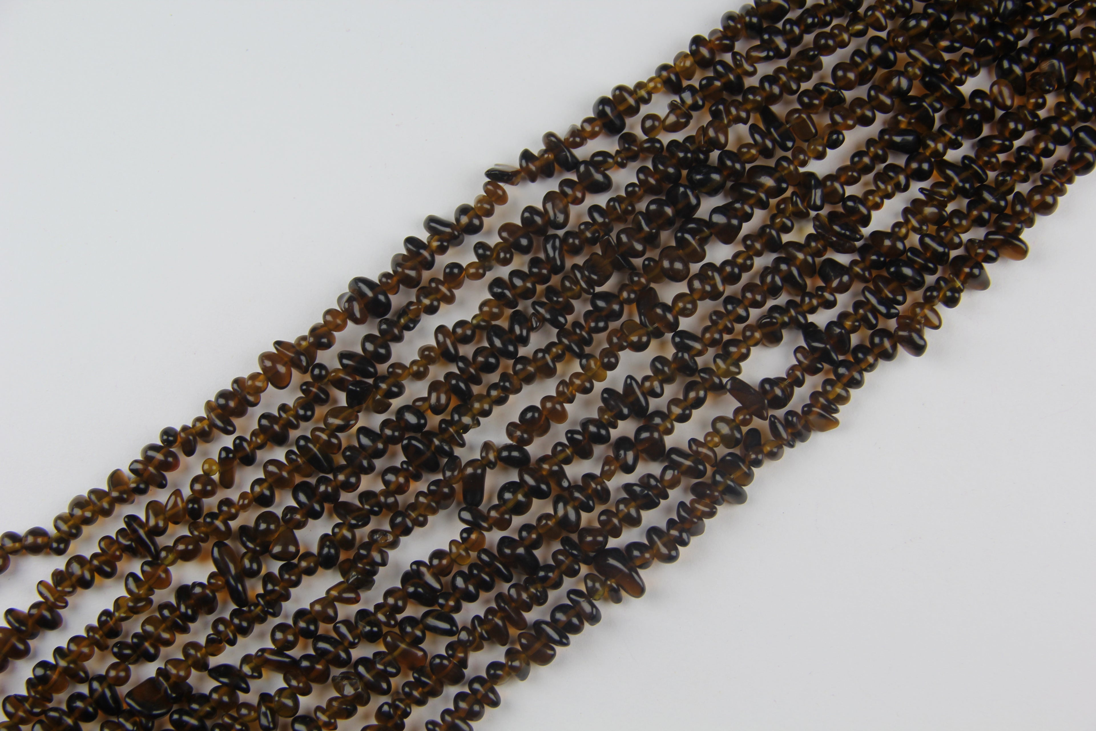 Irregular brown glass long chain