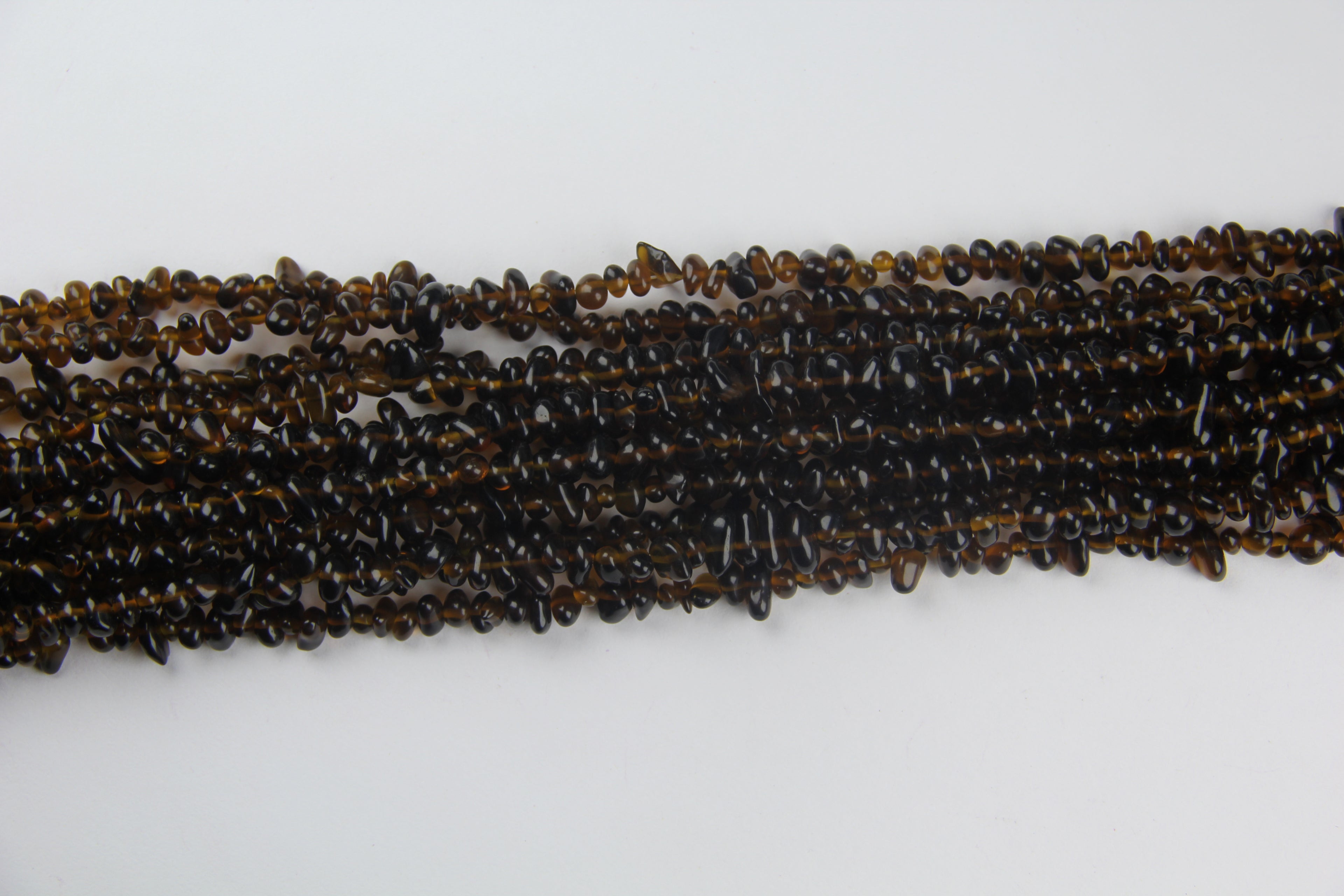 Irregular brown glass long chain