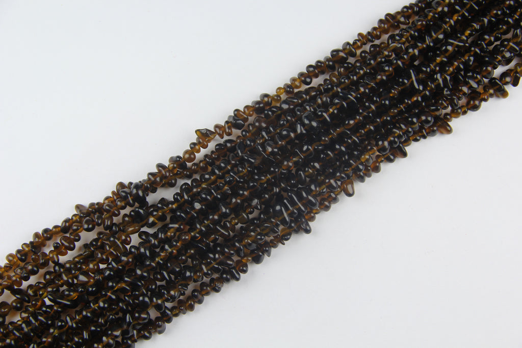 Irregular brown glass long chain