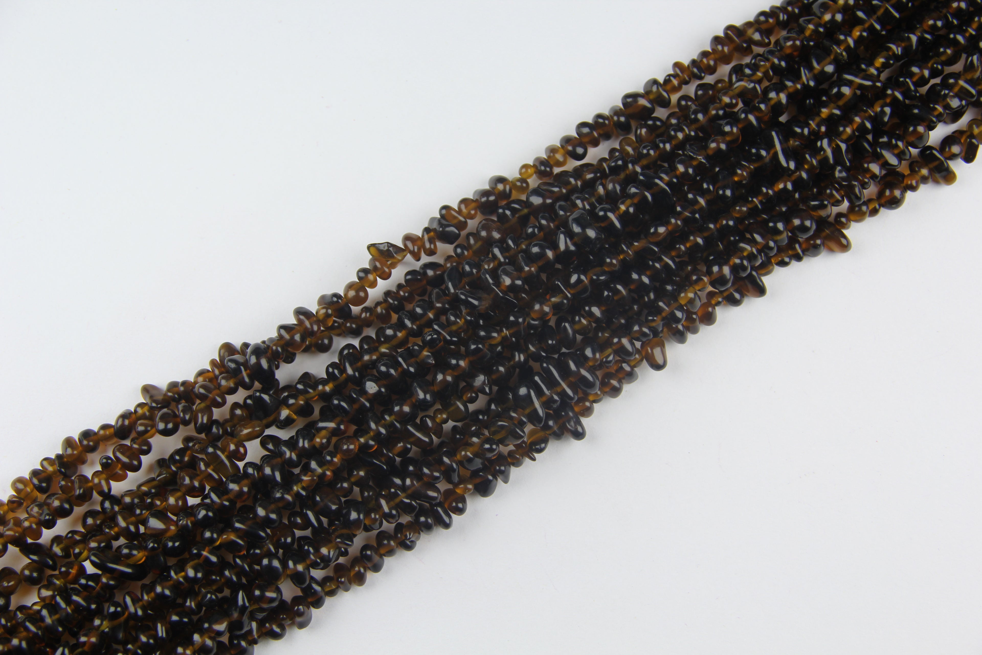 Irregular brown glass long chain