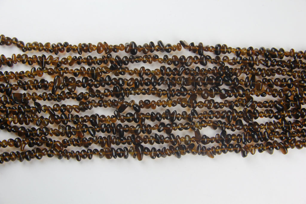 Irregular brown glass long chain