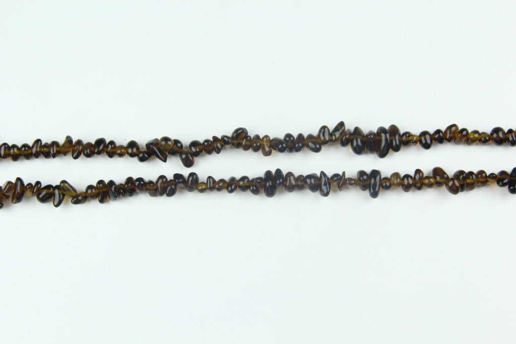 Irregular brown glass long chain