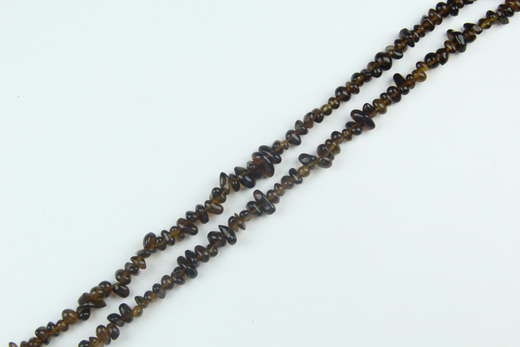 Irregular brown glass long chain