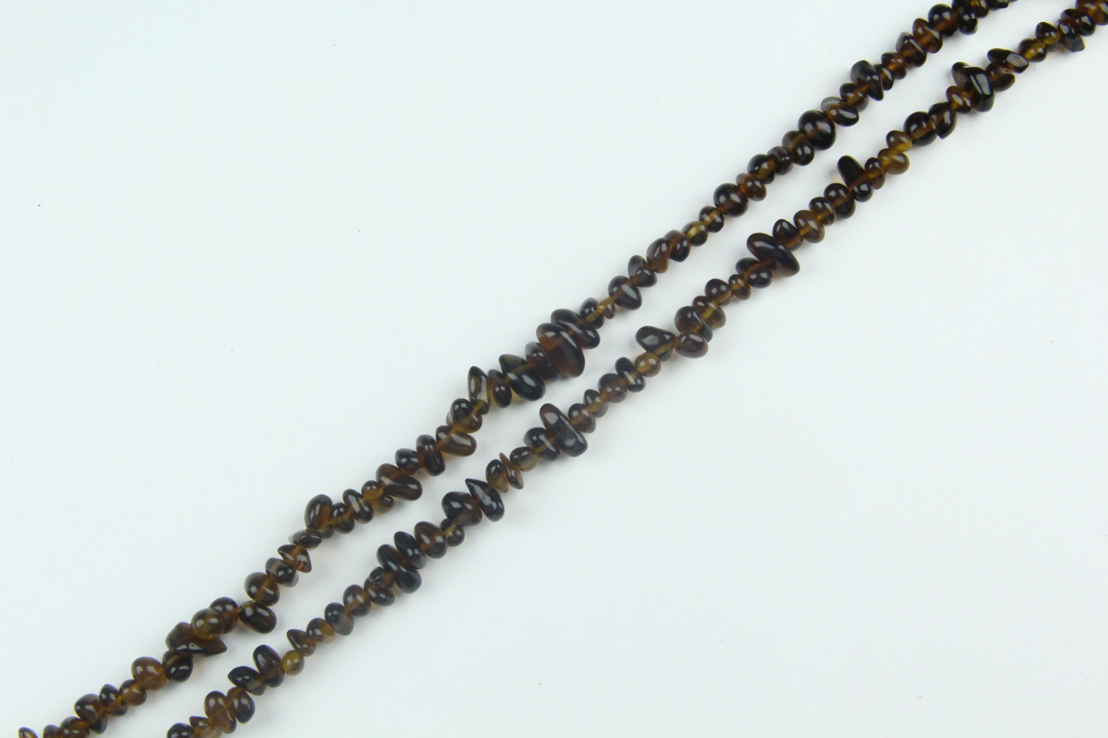 Irregular brown glass long chain