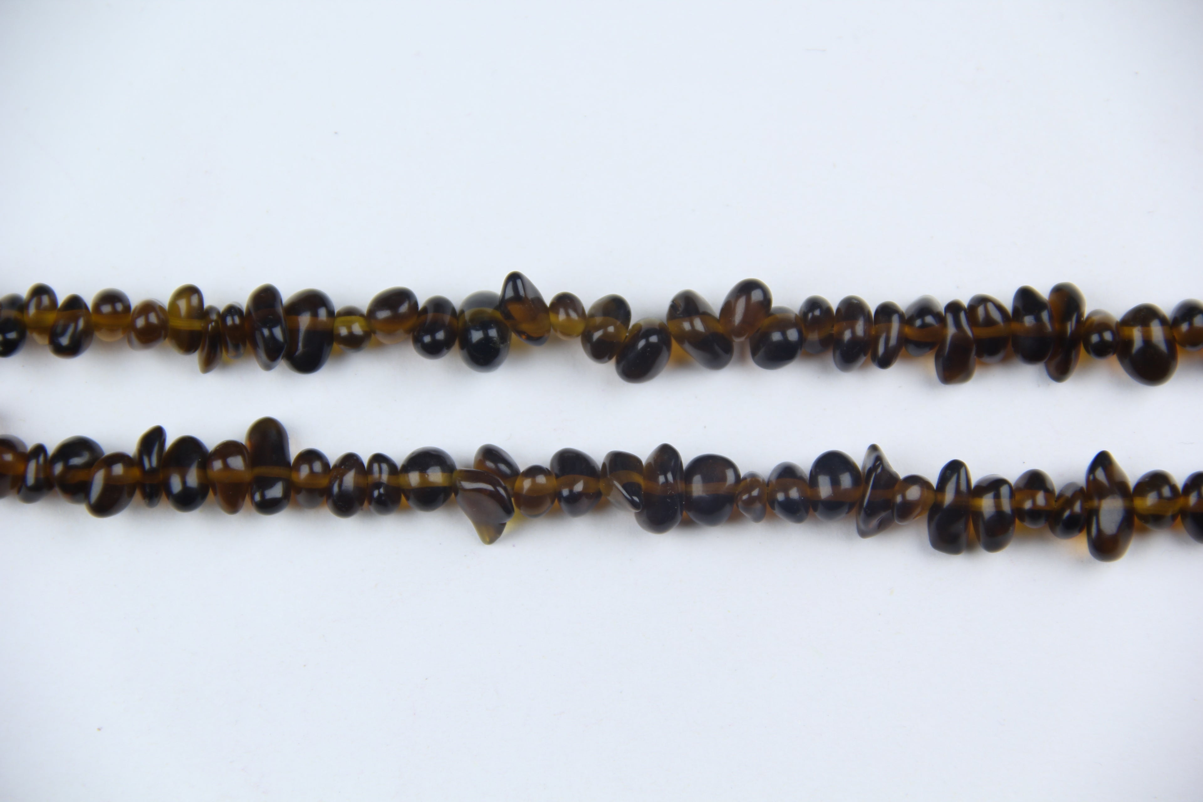 Irregular brown glass long chain