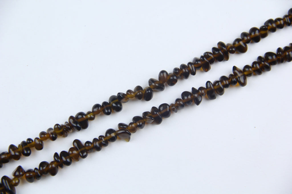 Irregular brown glass long chain