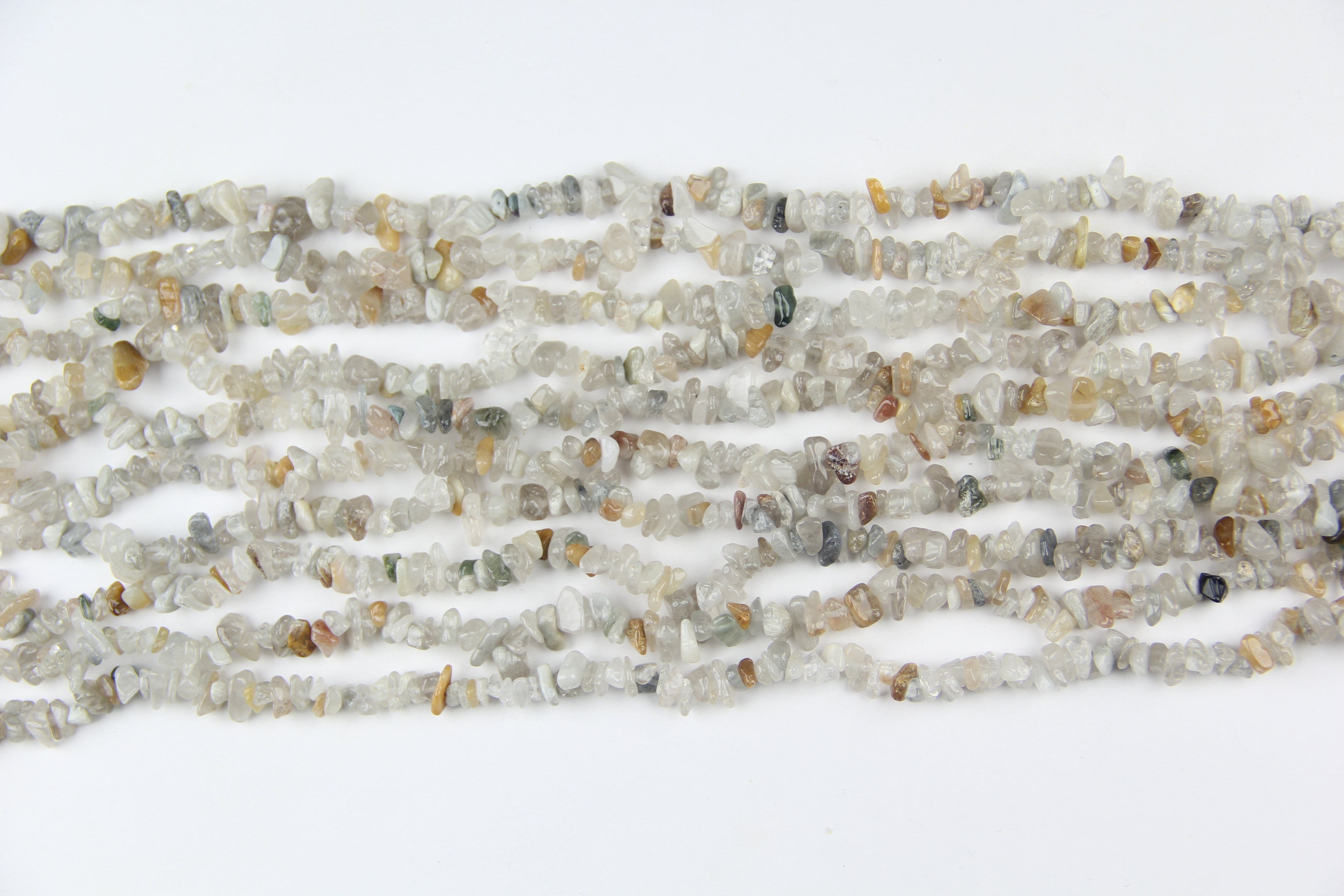 Colorful rabbit hair jade irregular long chain