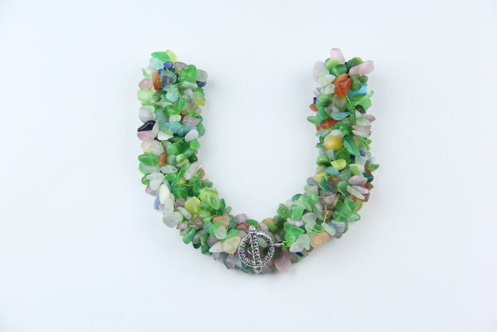 Colorful cat-eye glass necklace