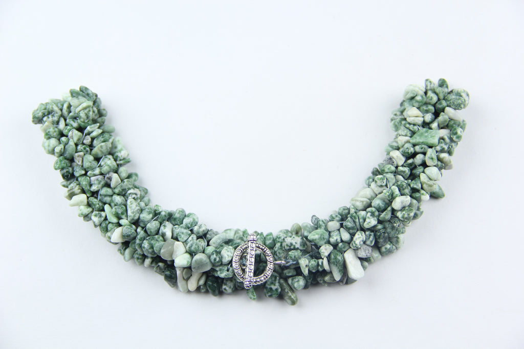 Tree-printed agate necklace