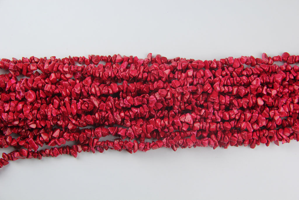 Stained red pine broken stone long chain