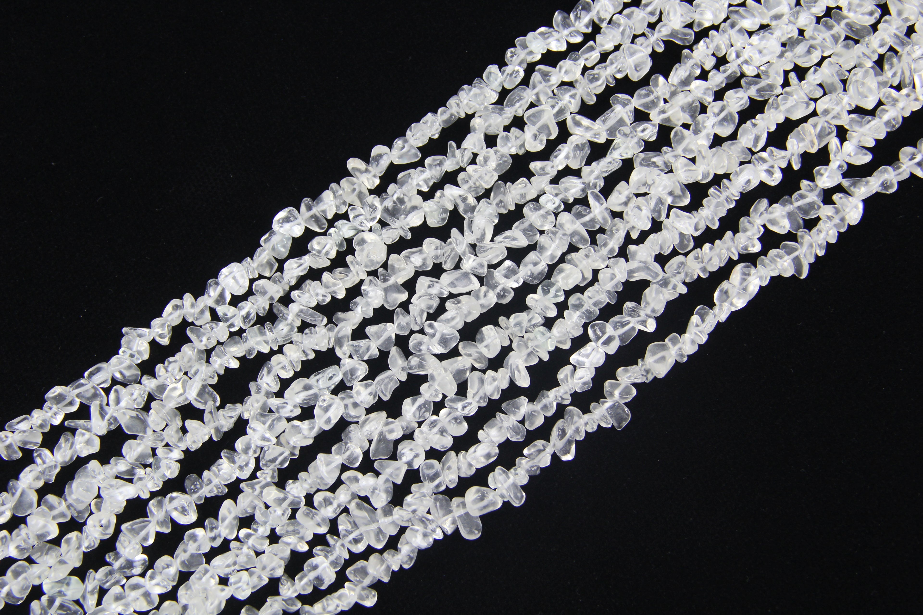 Irregular white glass long chain