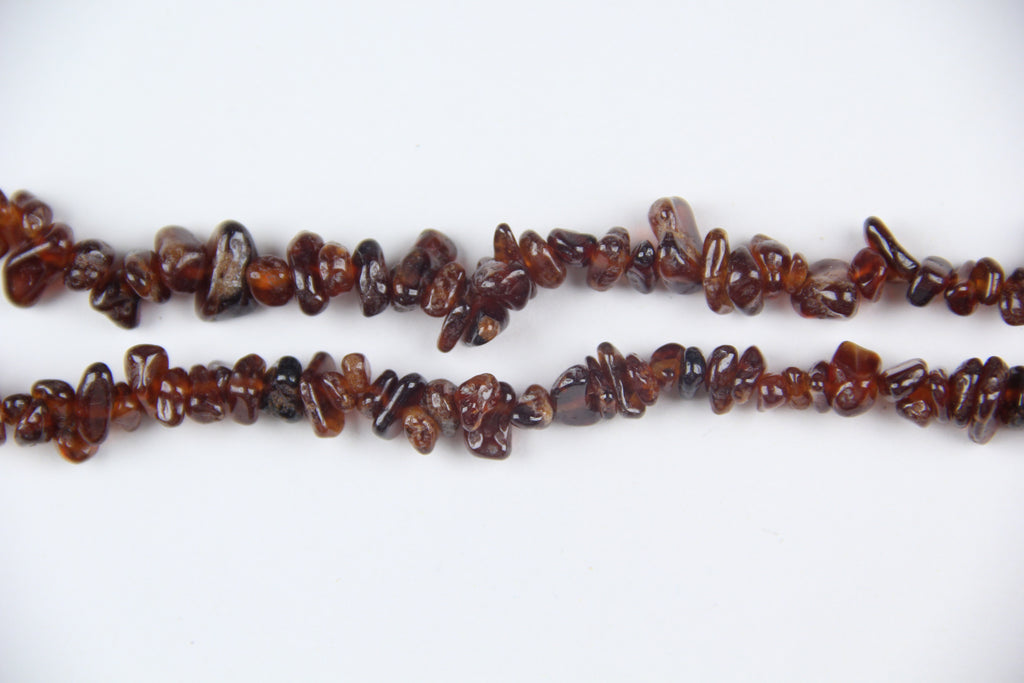 Irregular orange garnet gravel long chain