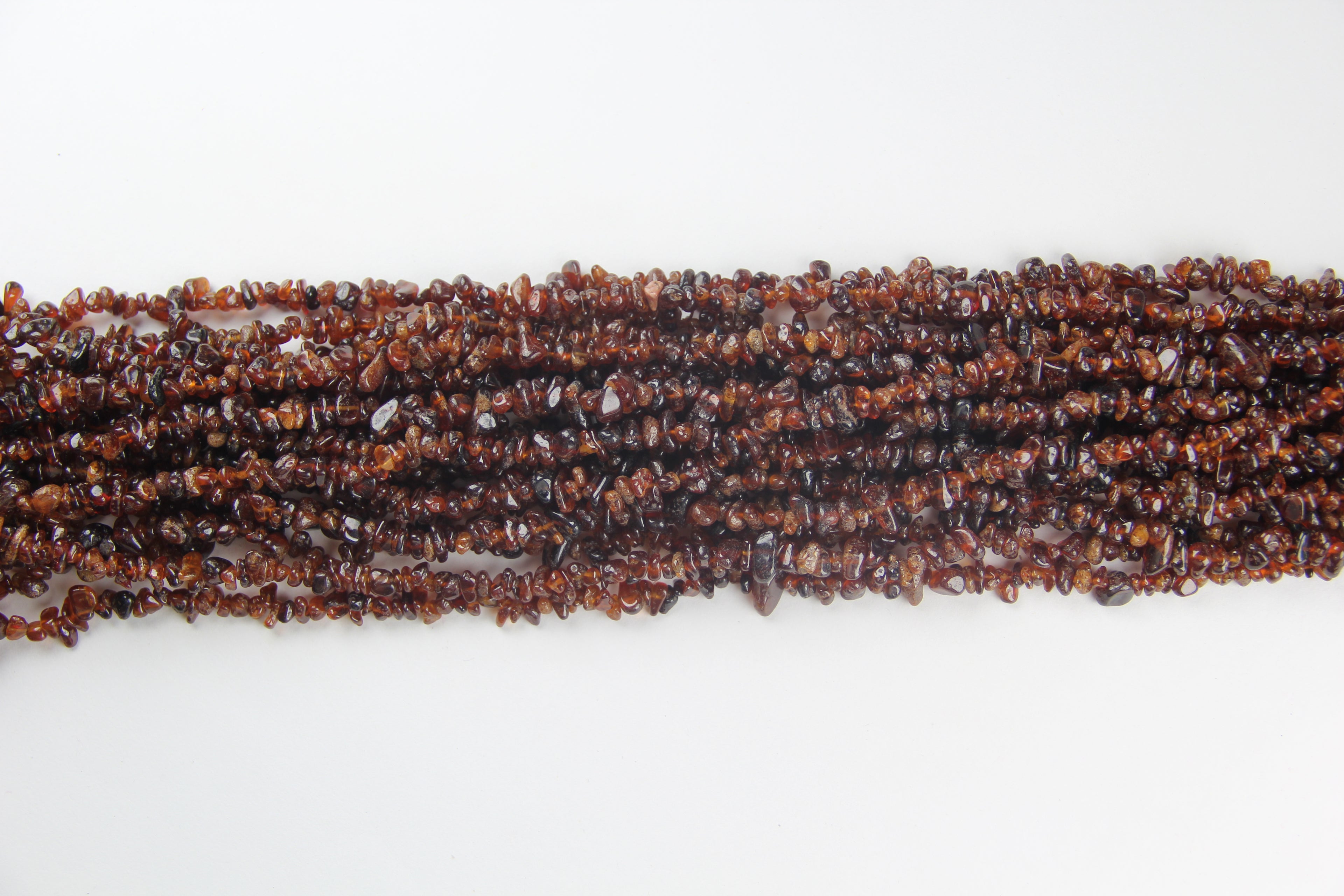 Irregular orange garnet gravel long chain