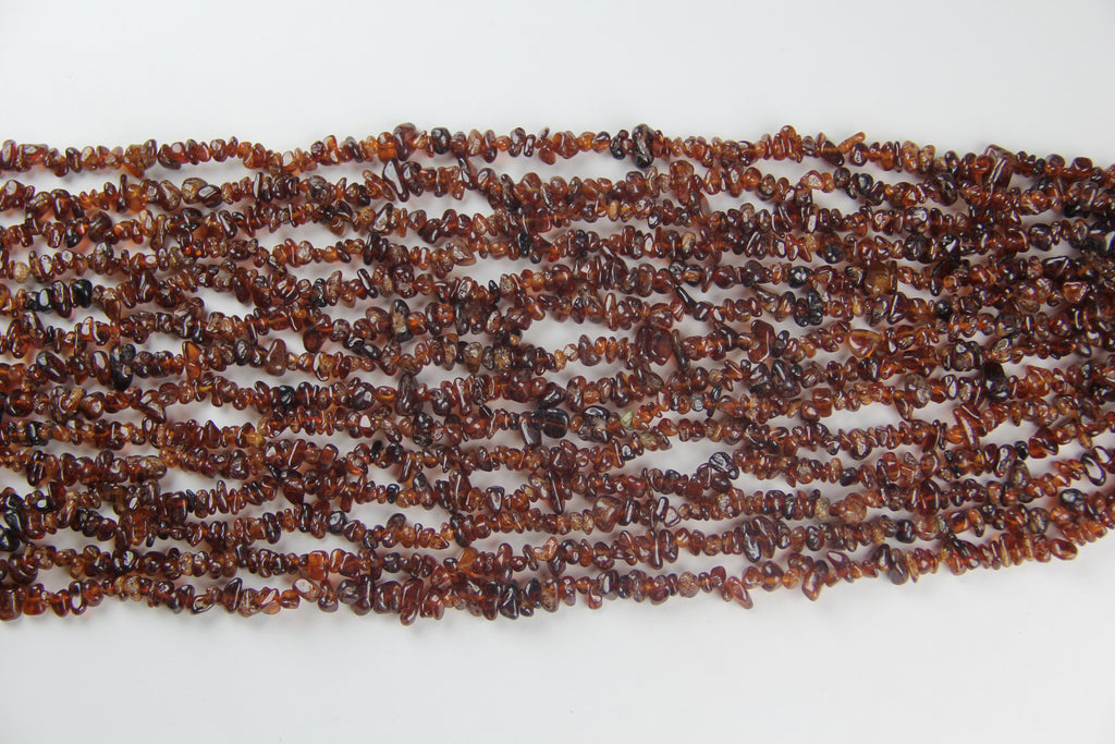 Irregular orange garnet gravel long chain
