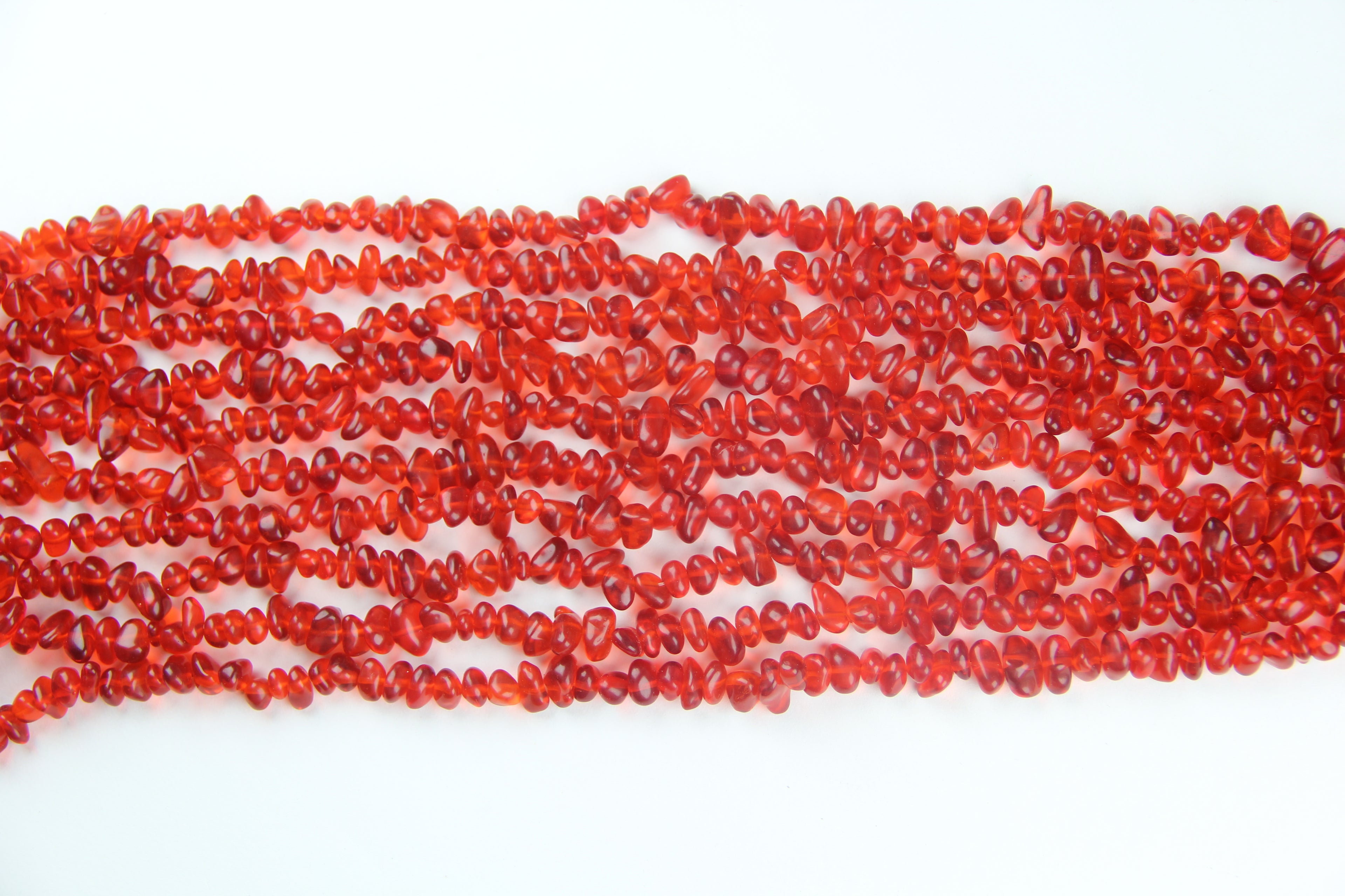 Irregular red glass broken stone long chain