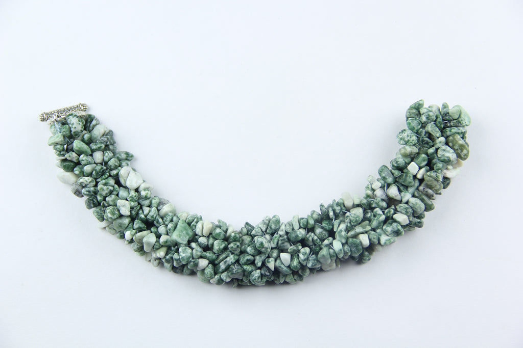 Tree-printed agate necklace