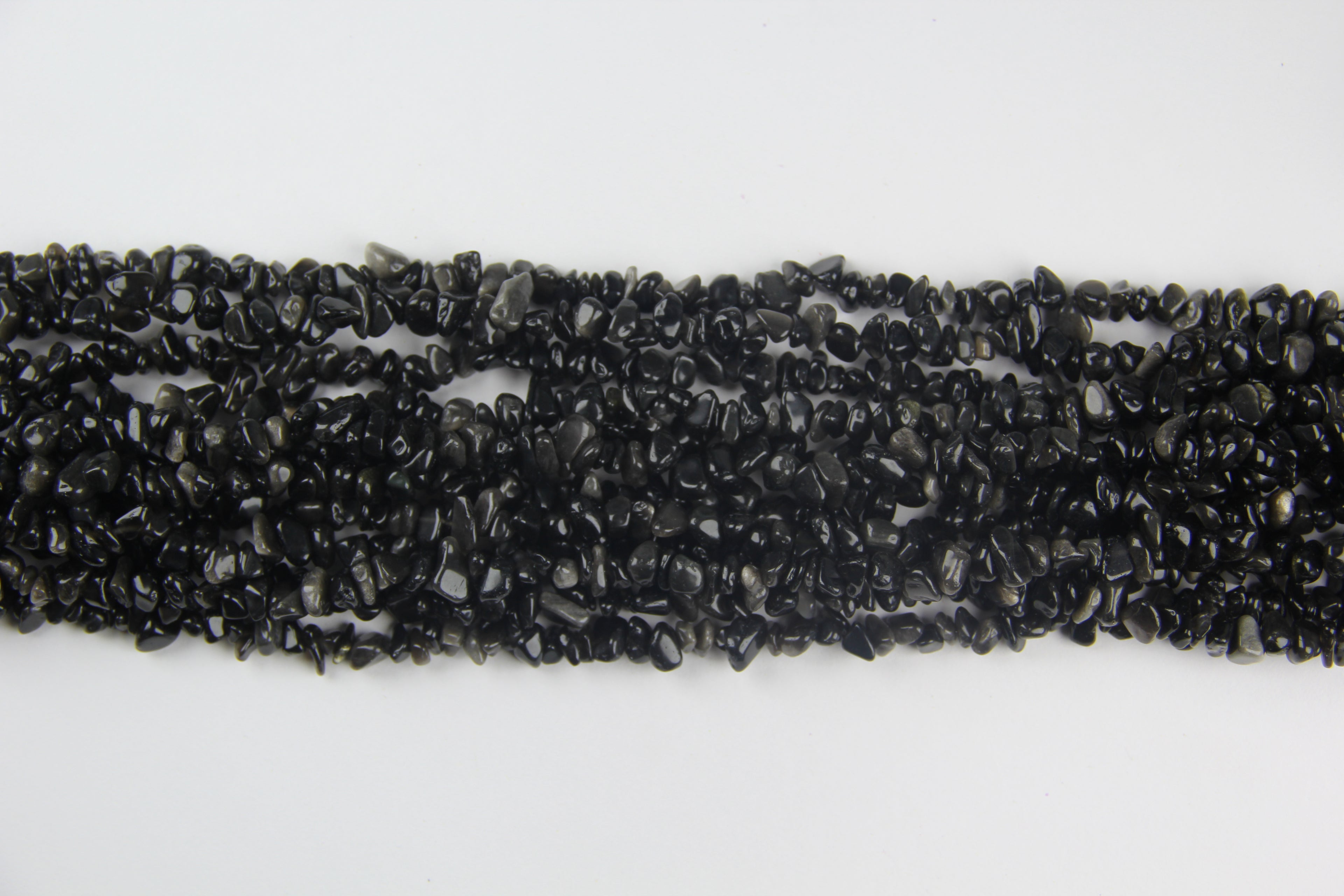 Irregular silver obsidian long chain