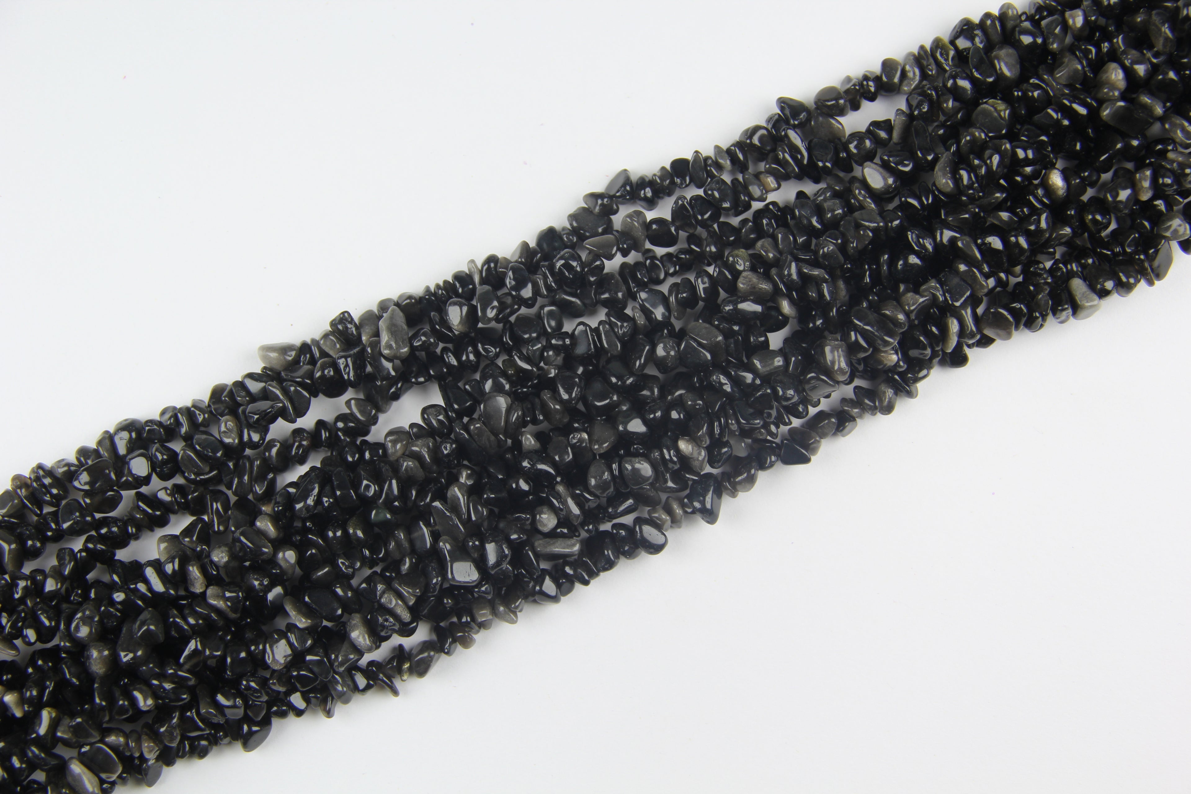 Irregular silver obsidian long chain