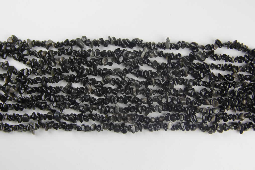 Irregular silver obsidian long chain