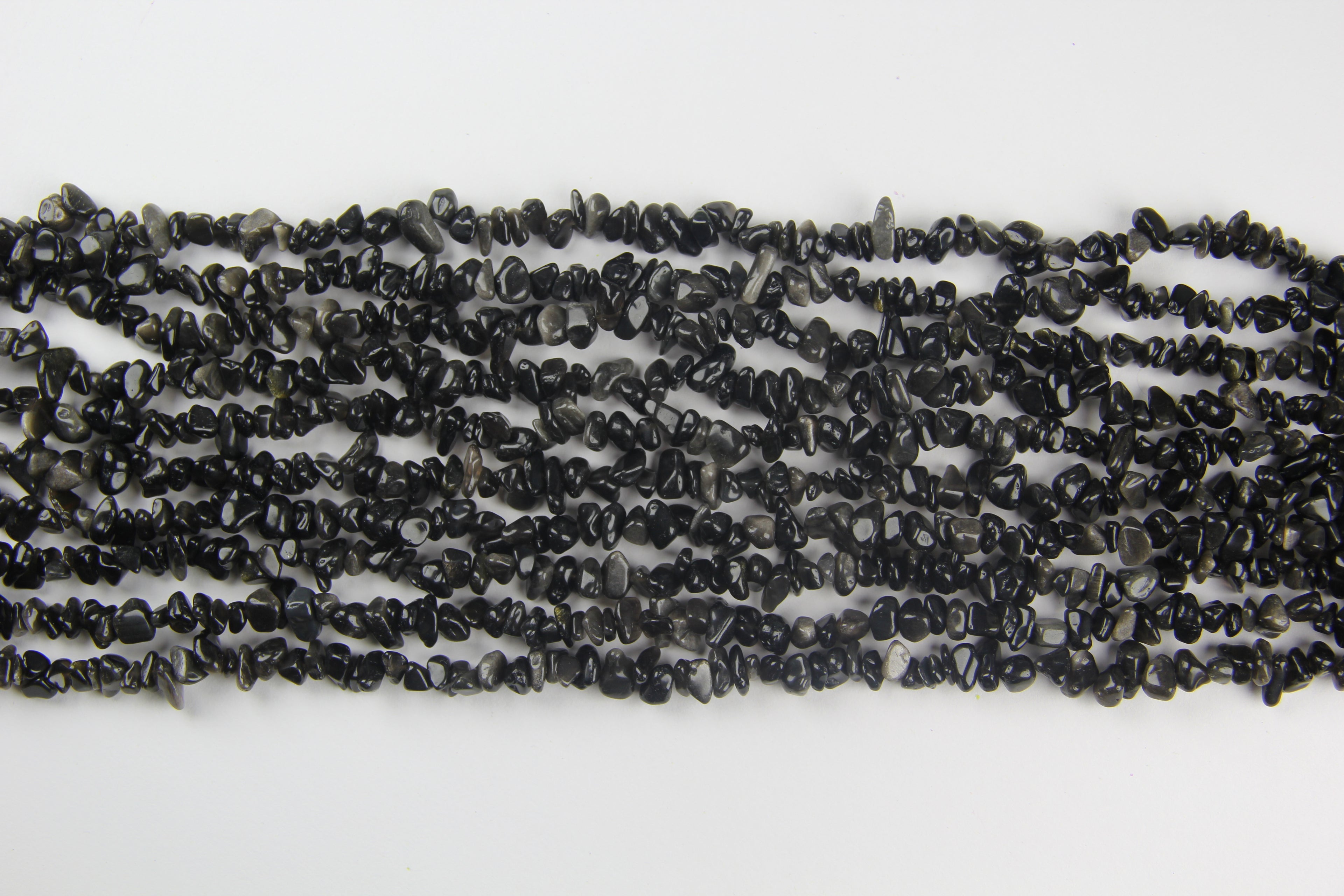 Irregular silver obsidian long chain