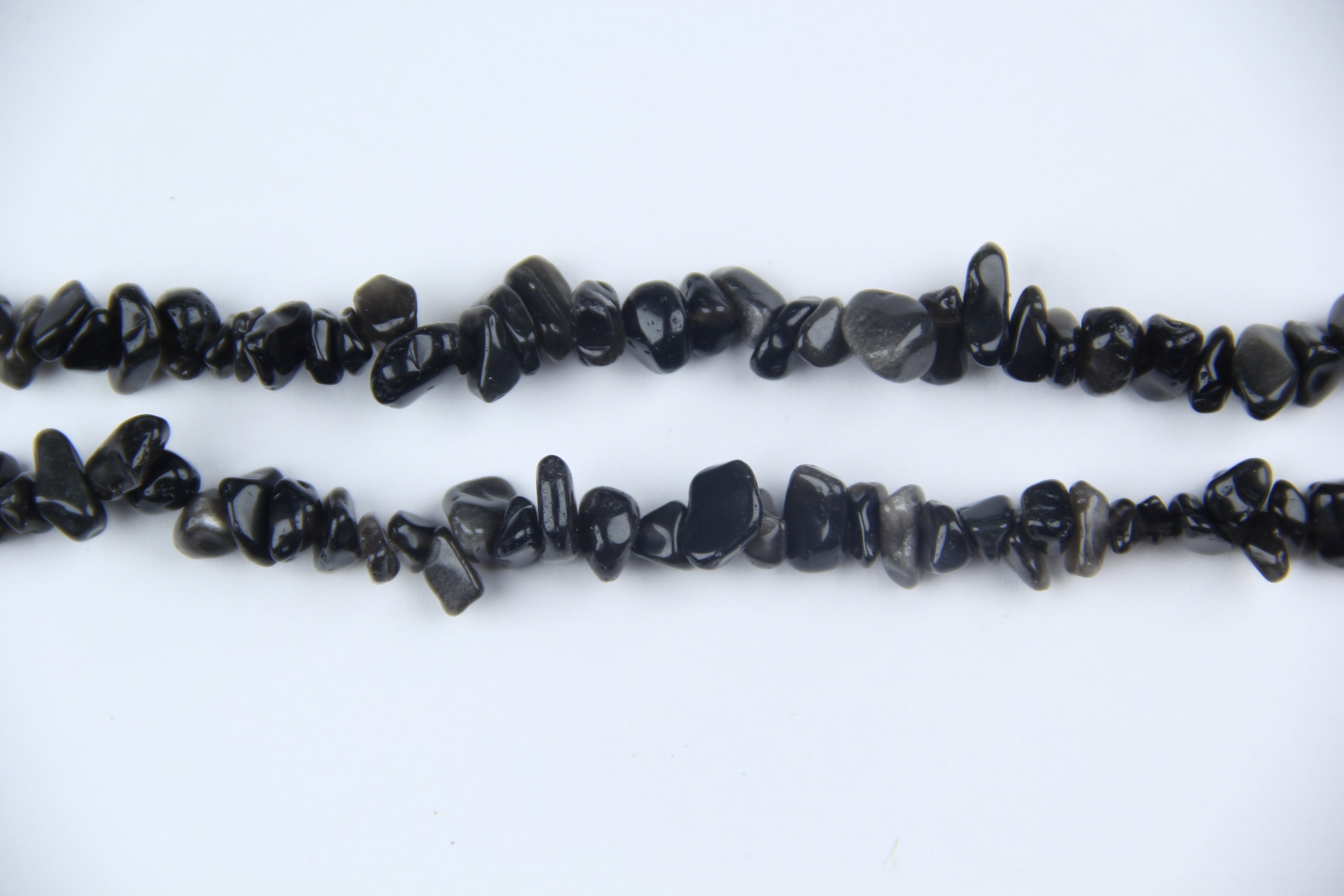 Irregular silver obsidian long chain