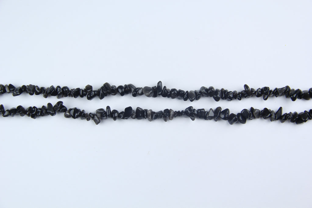 Irregular silver obsidian long chain