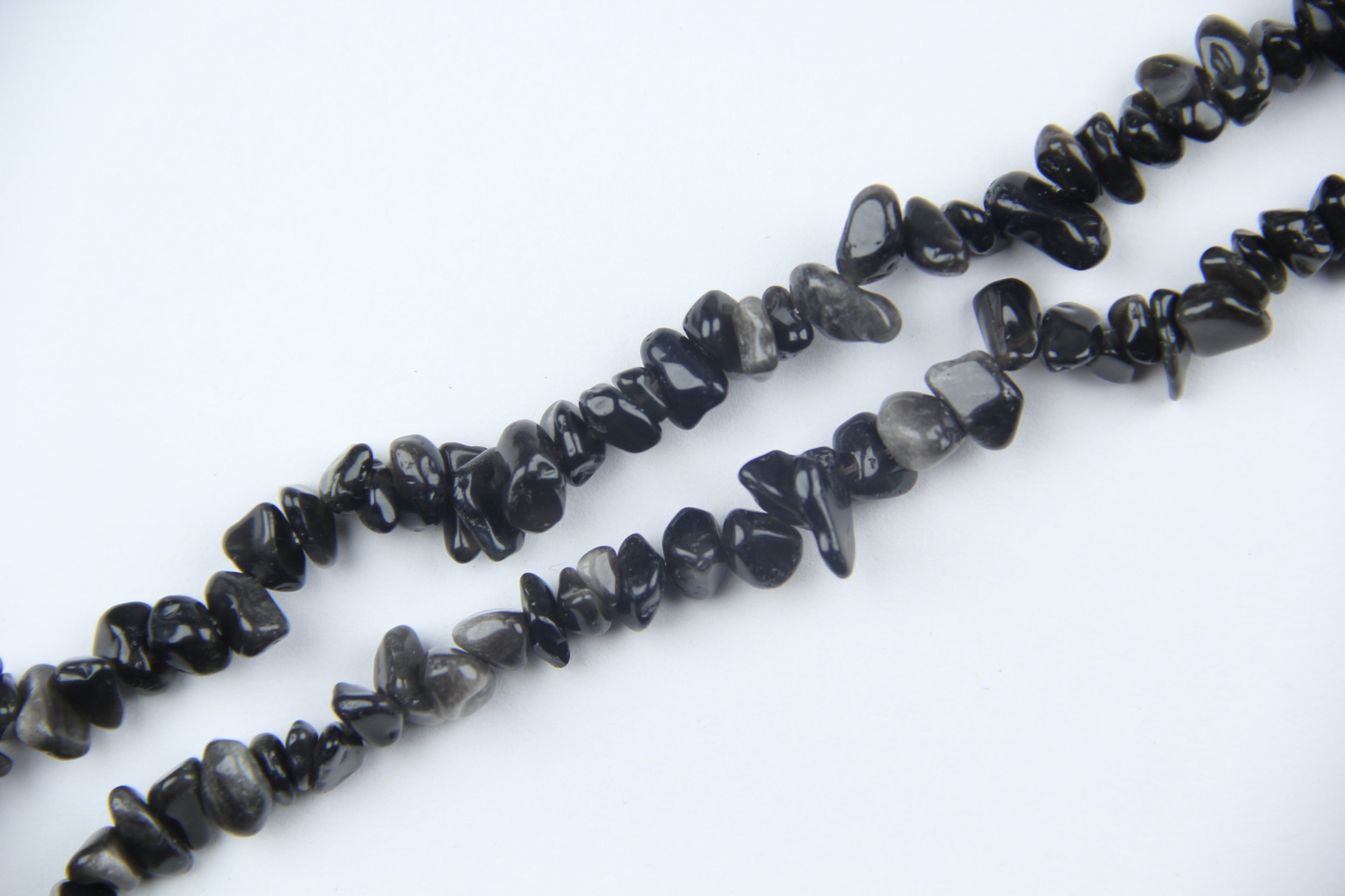 Irregular silver obsidian long chain