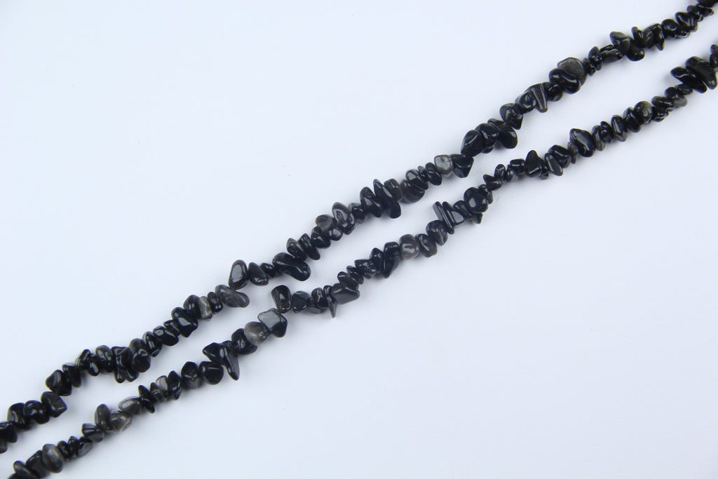 Irregular silver obsidian long chain