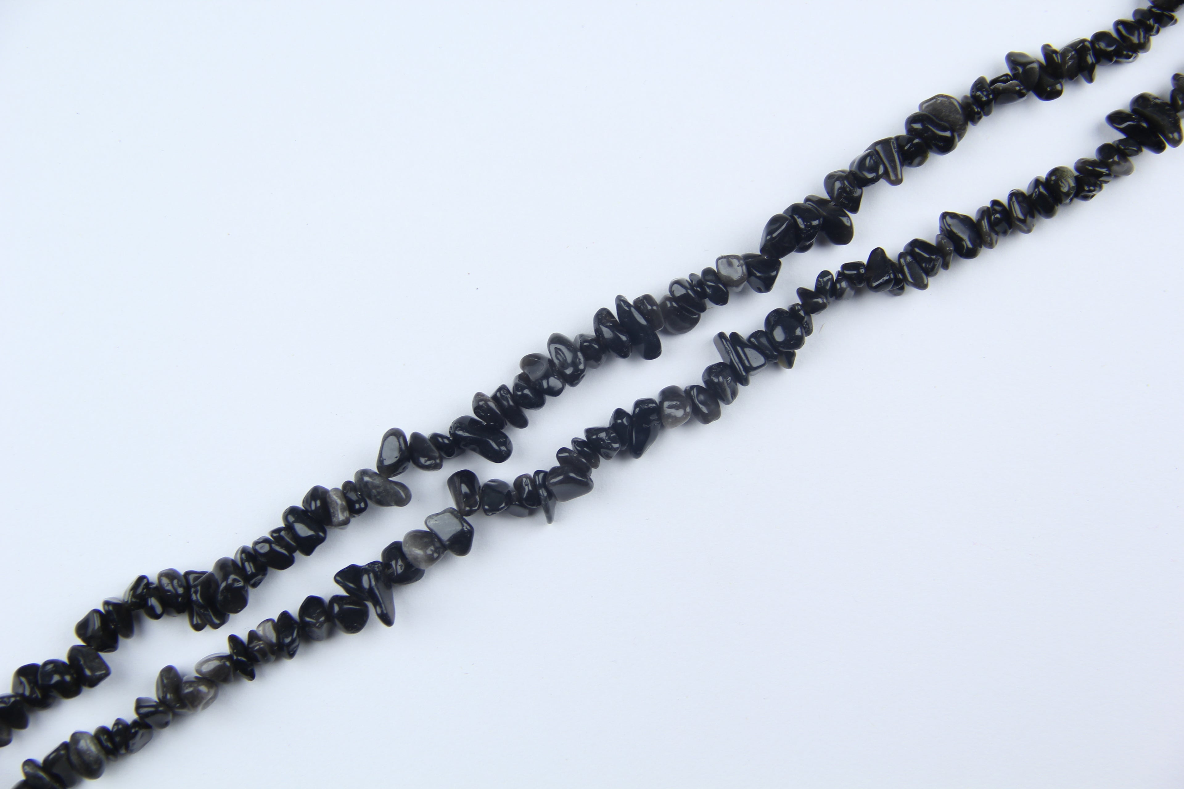 Irregular silver obsidian long chain