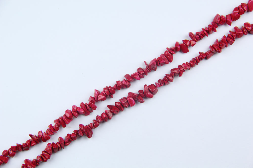 Stained red pine broken stone long chain