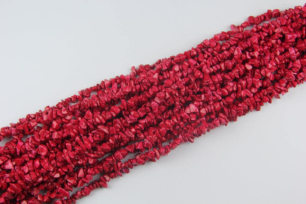 Stained red pine broken stone long chain