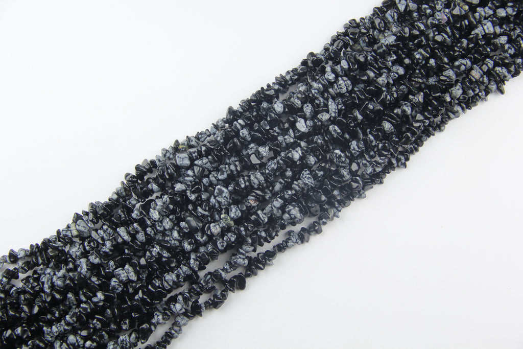 Snowflake obsidian irregular long chain