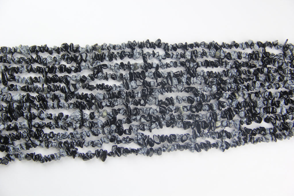 Snowflake obsidian irregular long chain